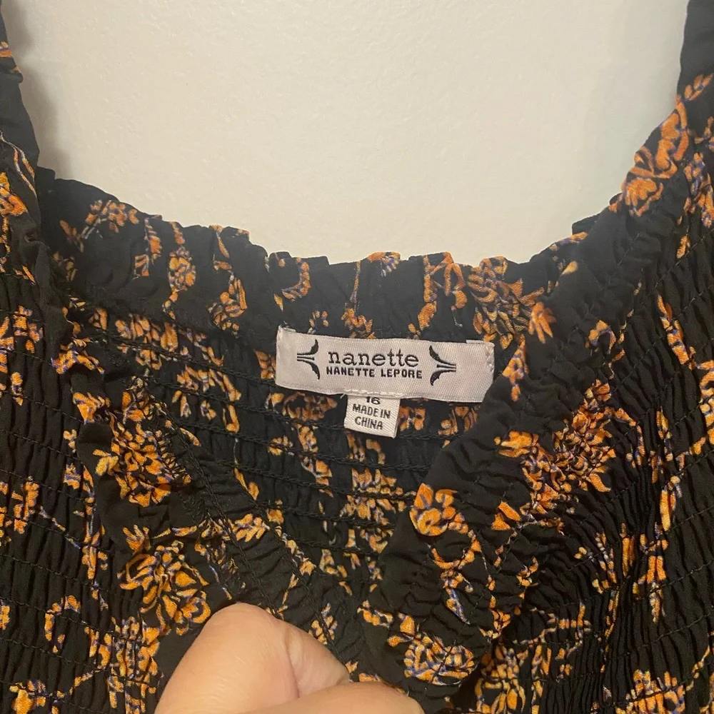 Nanette Lepore Black and Brown Floral Dress